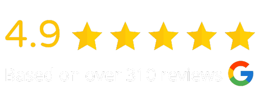 Google reviews 4.9 - white 5-star moving company